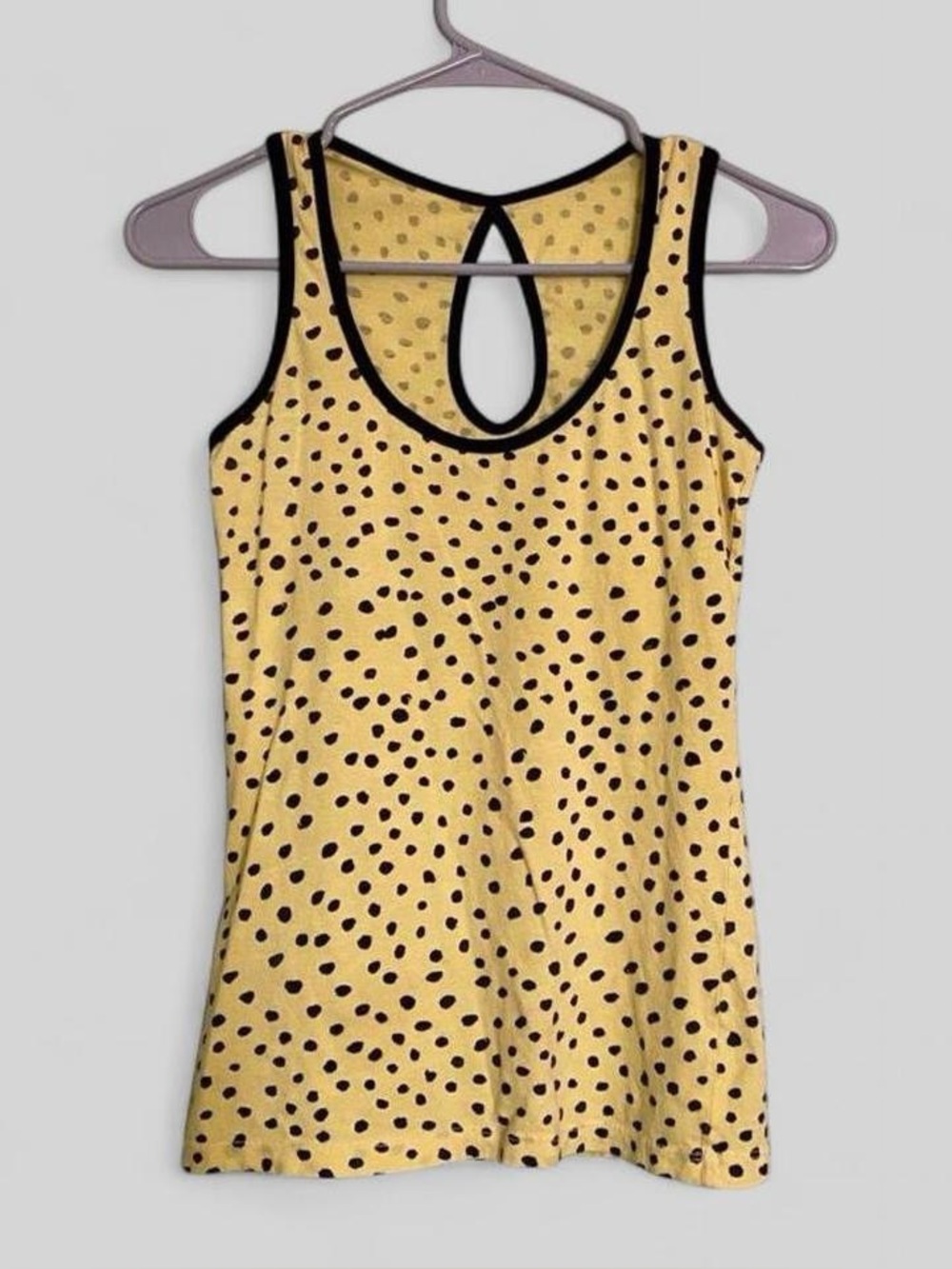 Scrapbook Yellow Polka Dot Keyhole Back Tank Top Size S